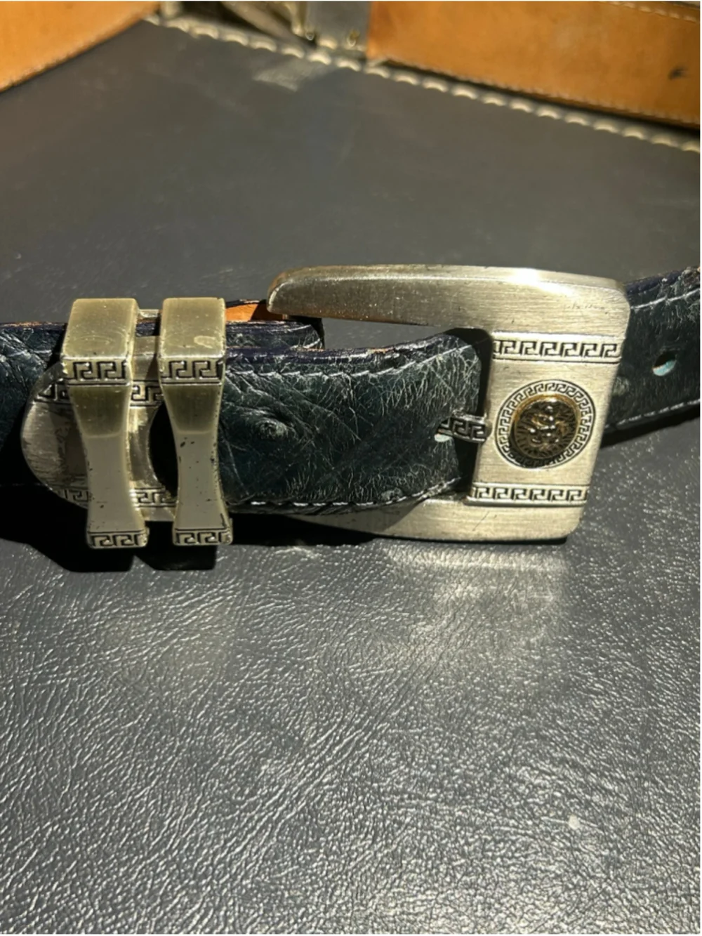 Men's Vaquero Country Belt One Size Black Silver Leather